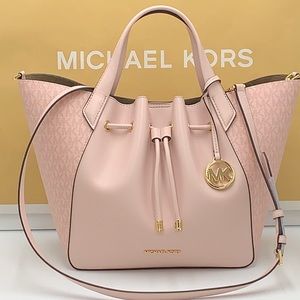 Michael Kors Phoebe Large Drawstring Grab Bag Dark Powder Blush